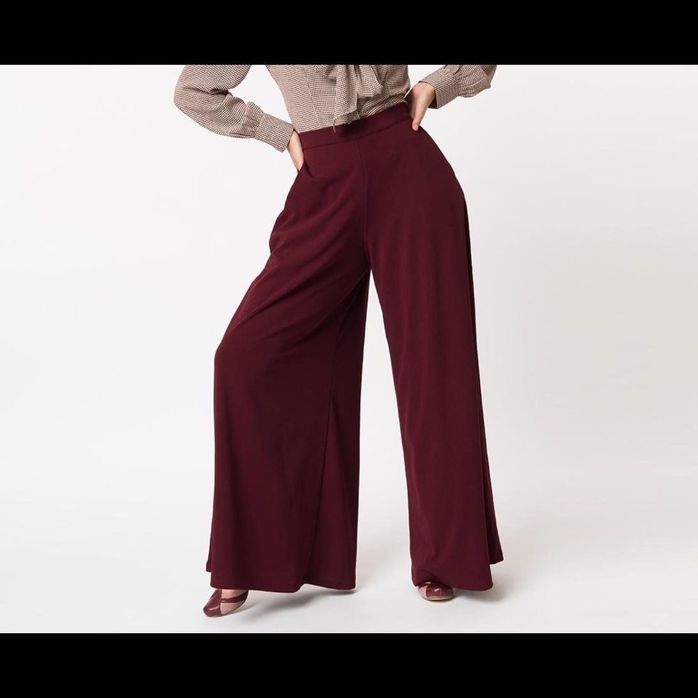 La Femme En Noir Palazzo Pants in Oxblood